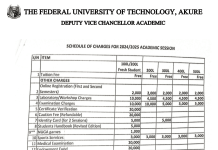 FUTA School Fees Schedule for 2024/2025 Session