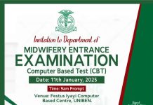 UBTH Midwifery Programme Entrance Examination 2025