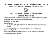 ASUU-UDUSOK Indigent Students Scholarship Award 2024/2025
